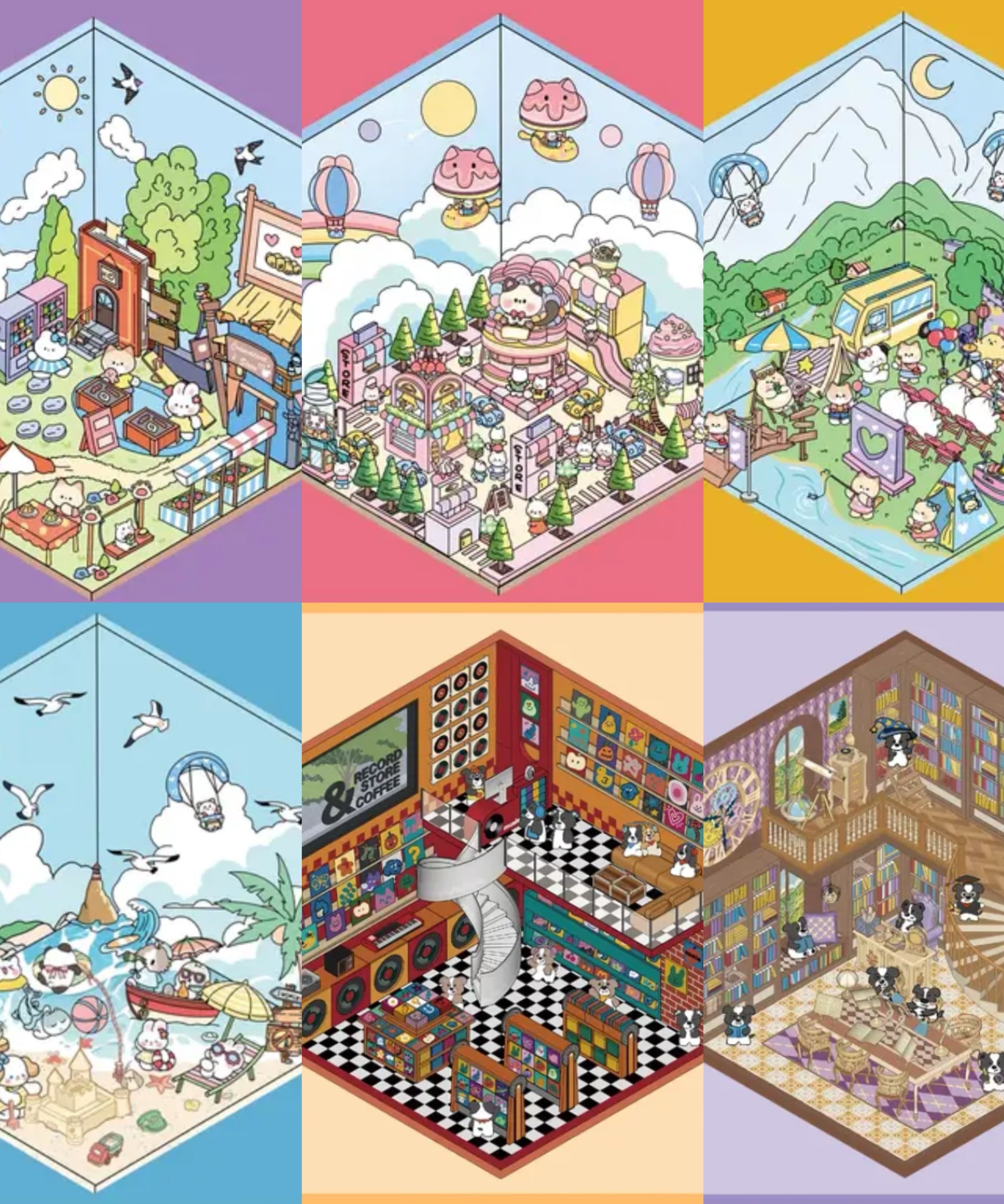 Sticker Scene: DIY Picnic|Magical Library|Spring Party|Beach|Amusement Park|Record Store