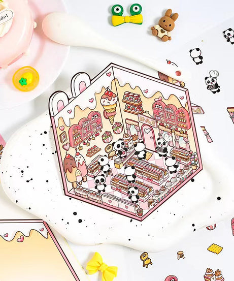 DIY Panda Sweet Shop Cat Coffee Shop Penguin Bedroom Sticker Scene