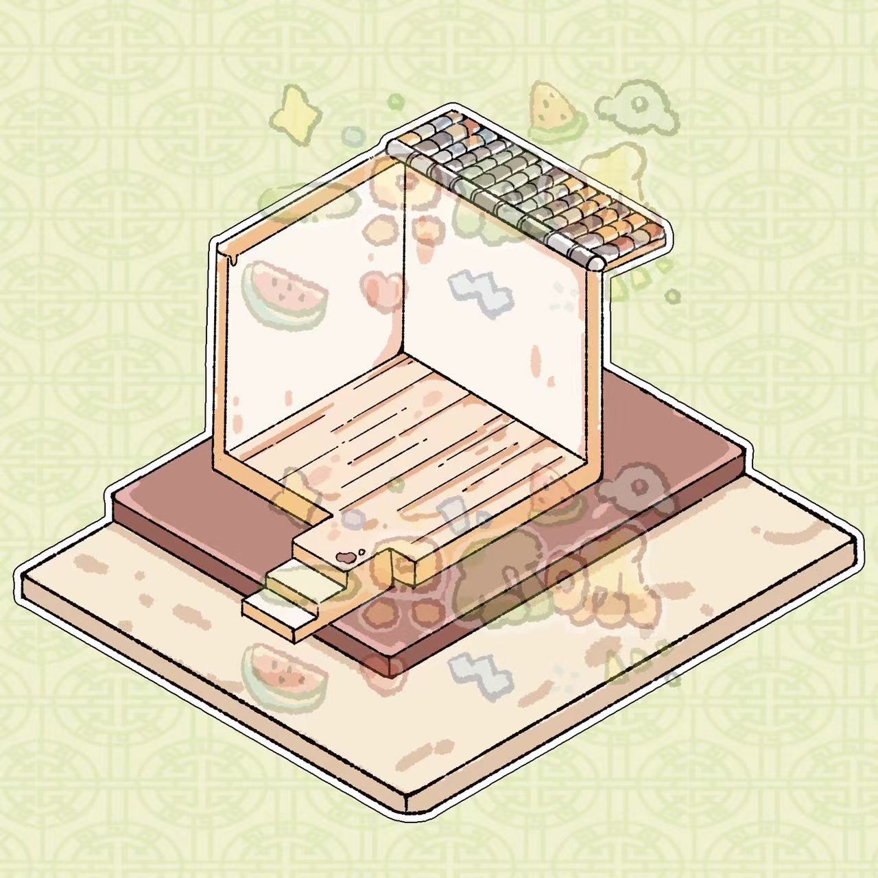 DIY Sticker Scene:Traditional Chinese Tea House Medicine Clinic Restaurant Cloth Shop