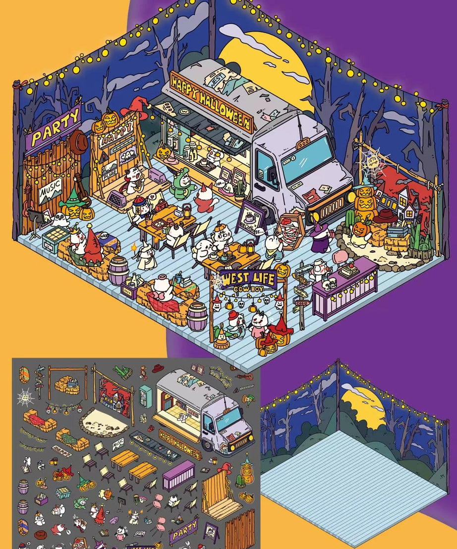 DIY Halloween Sticker Scenes