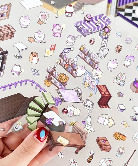 Make Miniature Sticker Scene,Halloween Treasure Chest|Magic Book|Suitcase Paradise