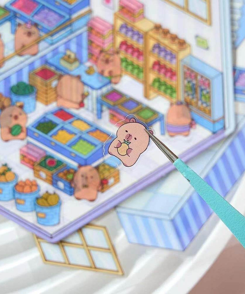 Capybara Diary DIY 3D Scene Stickers 4 Cute Miniature Scenes
