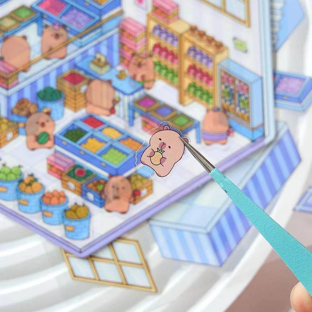 Capybara Diary DIY 3D Scene Stickers 4 Cute Miniature Scenes