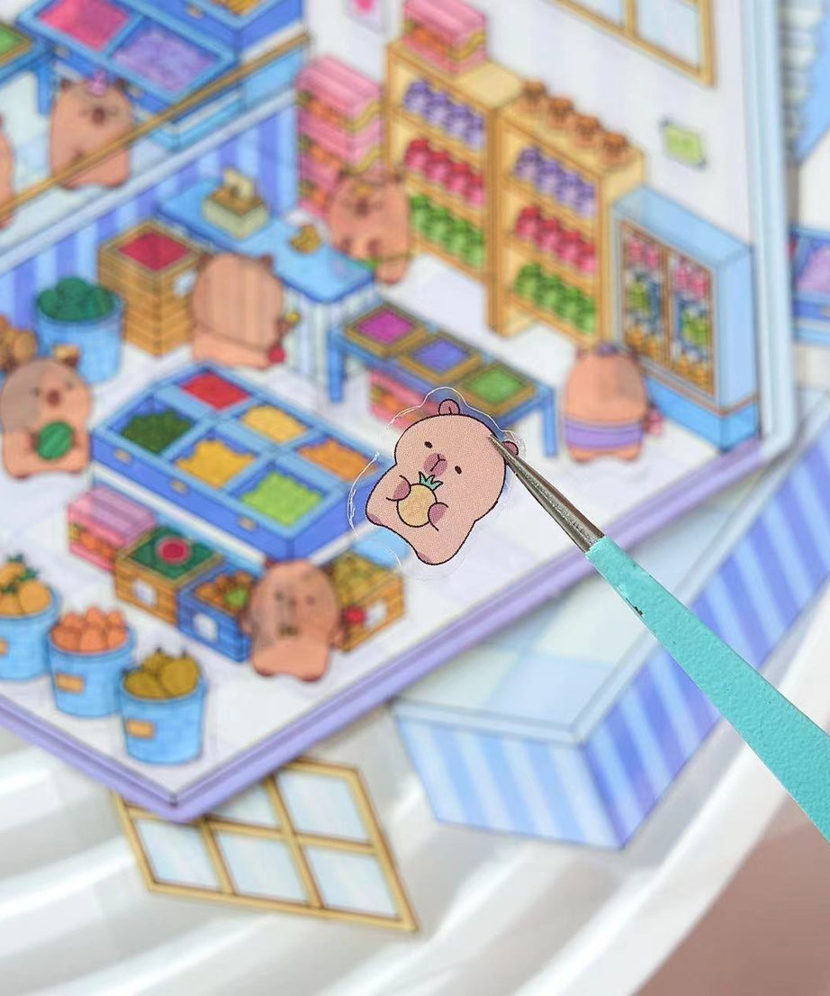 DIY Miniature Sticker Scene,Flower Shop|Bookstore|Dessert Shop|Convenience Store