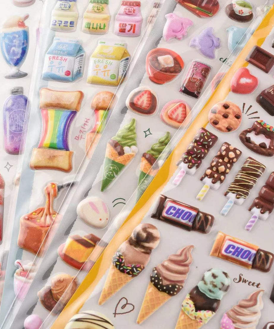 3D Puffy Stickers, Flower Shop|Supermarket|Drug Store|Sweet Shop