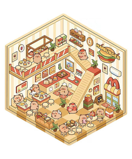 Cute Animals Shop DIY 3D Scene Stickers 4 Cute Miniature Scenes
