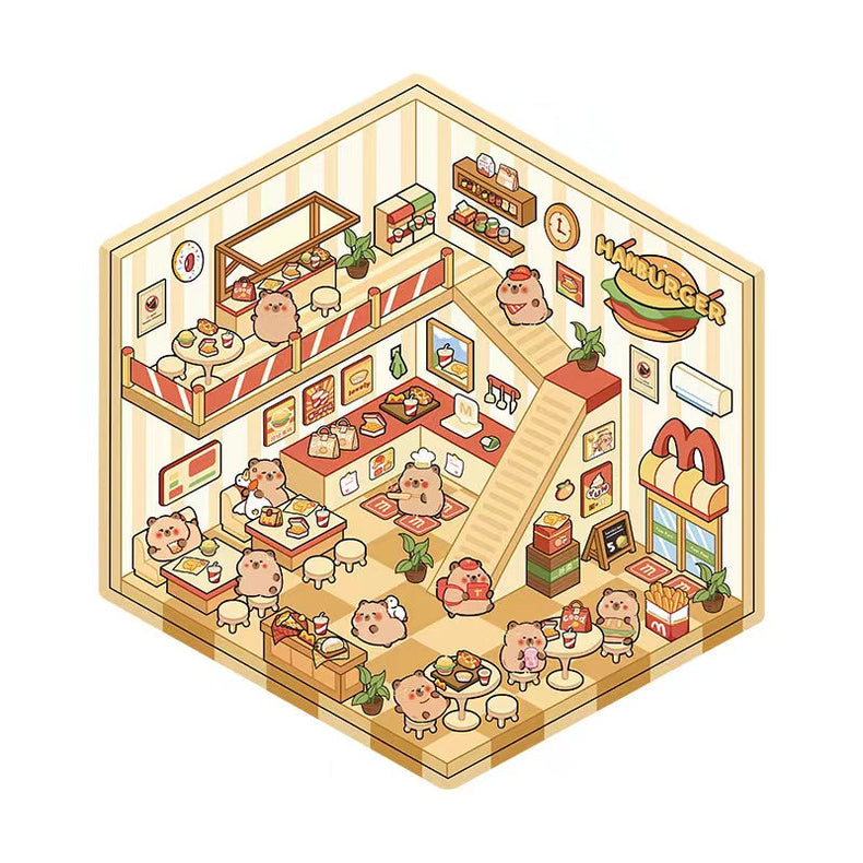 Cute Animals Shop DIY 3D Scene Stickers 4 Cute Miniature Scenes