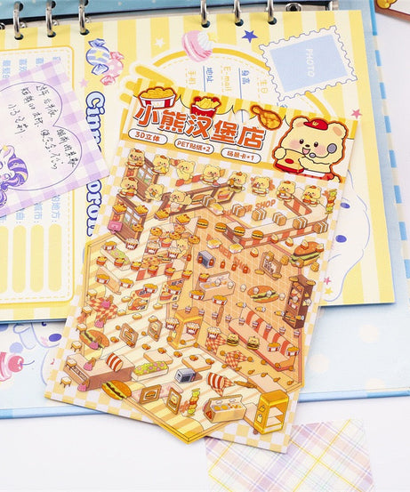 Capybara Supermarket Pink Pony House Bear Bakery Puppy Restaurant Sticker Scene