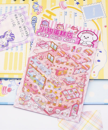 Capybara Supermarket Pink Pony House Bear Bakery Puppy Restaurant Sticker Scene