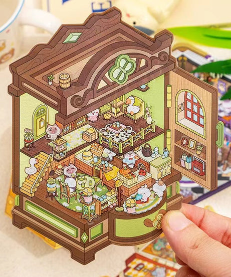 Make Miniature Sticker Scene,Halloween Treasure Chest|Magic Book|Suitcase Paradise