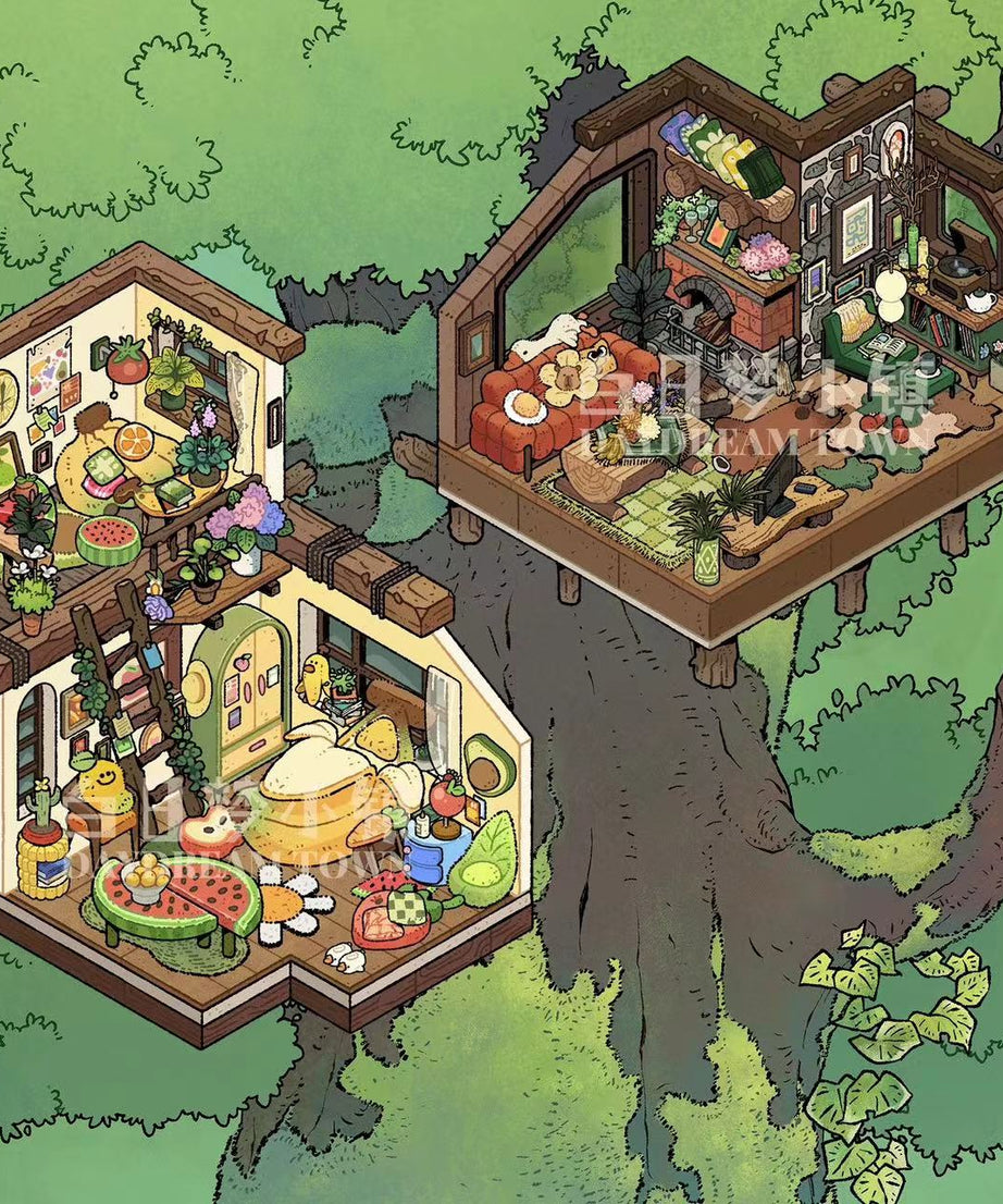 Create Tree House Dream Room Sticker Scene DIY 3D Miniature Scene