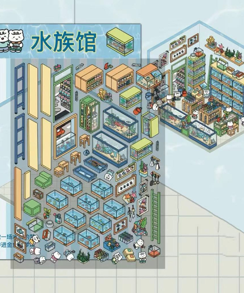 Sticker Scenes! Create DIY Bookstore|Izakaya|Sweet Cake|Burger Shop|Hotpot Restaurant