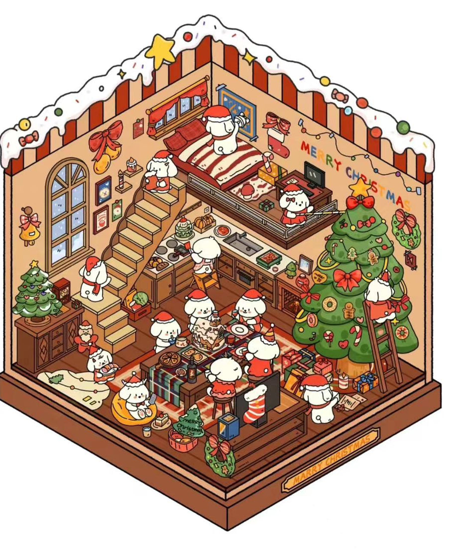 Bobo's Christmas party 1.0 DIY 3D Scene Stickers 4 Cute Miniature Scenes