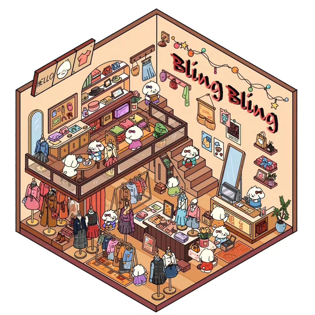 Bobo's Christmas party 1.0 DIY 3D Scene Stickers 4 Cute Miniature Scenes