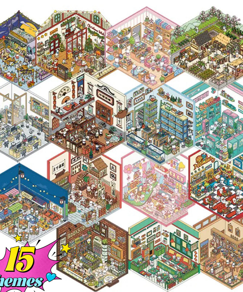 Sticker Scenes! Create DIY Bookstore|Izakaya|Sweet Cake|Burger Shop|Hotpot Restaurant