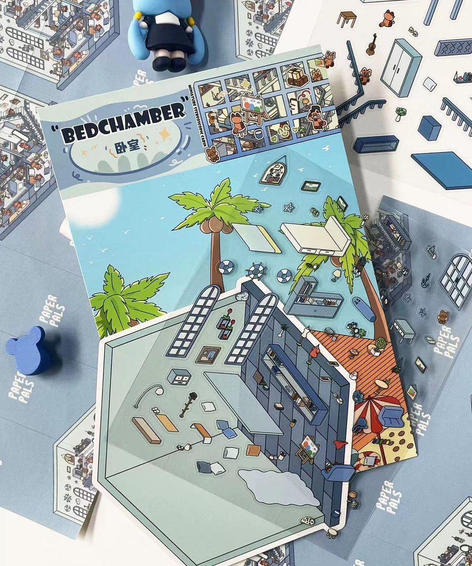 DIY 3D Sticker Scene: Bedroom|Living Room|Ski Resort|Kitchen|Christmas Market