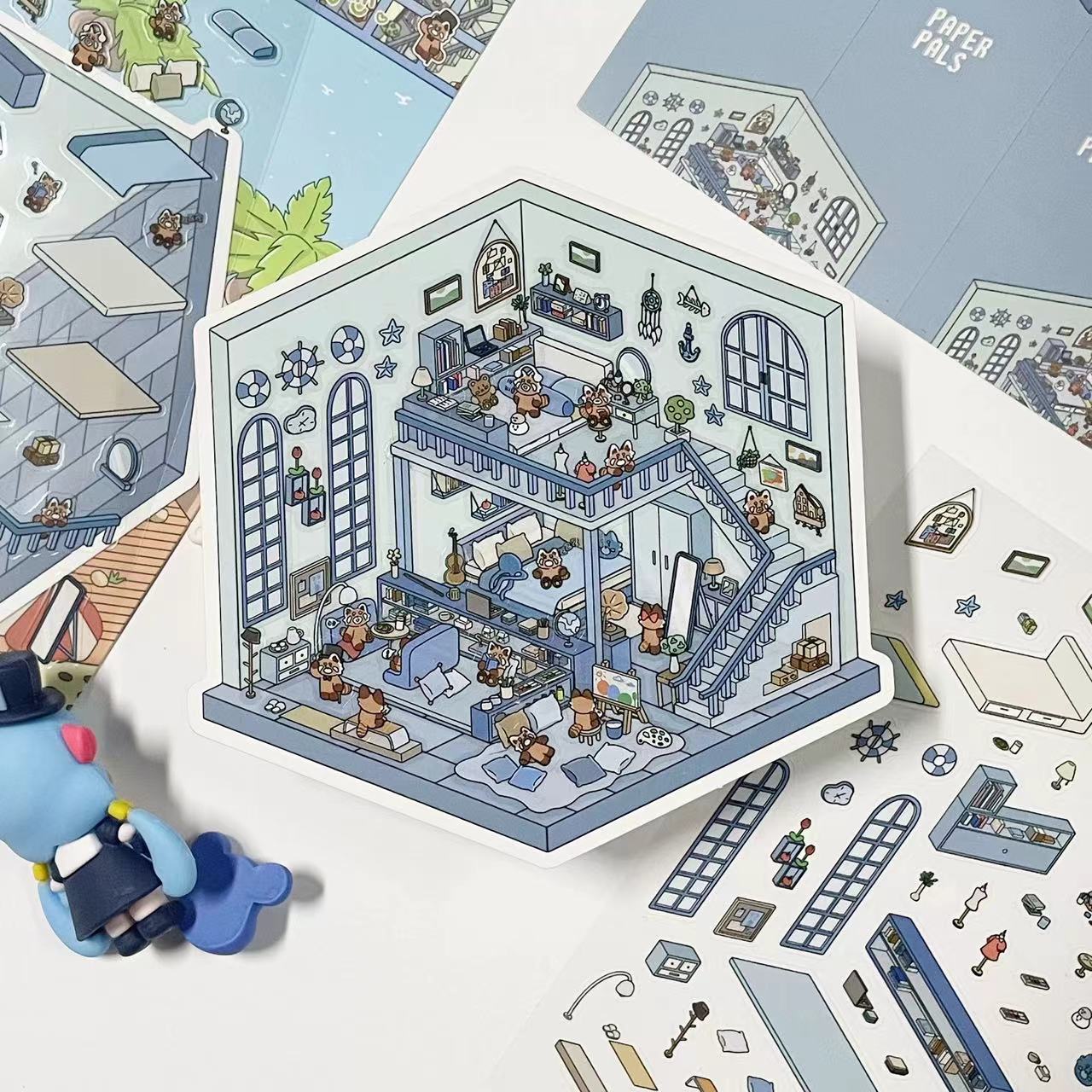 DIY 3D Sticker Scene: Bedroom|Living Room|Ski Resort|Kitchen|Christmas Market