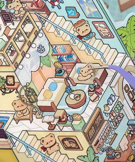 Playing Game DIY 3D Scene Stickers - 4 Cute Miniature Scenes