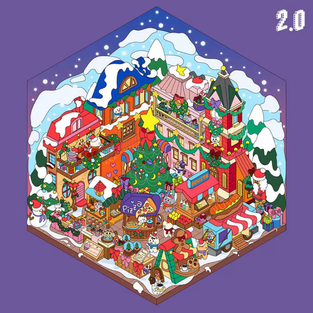 DIY 3D Sticker Scene: Bedroom|Living Room|Ski Resort|Kitchen|Christmas Market