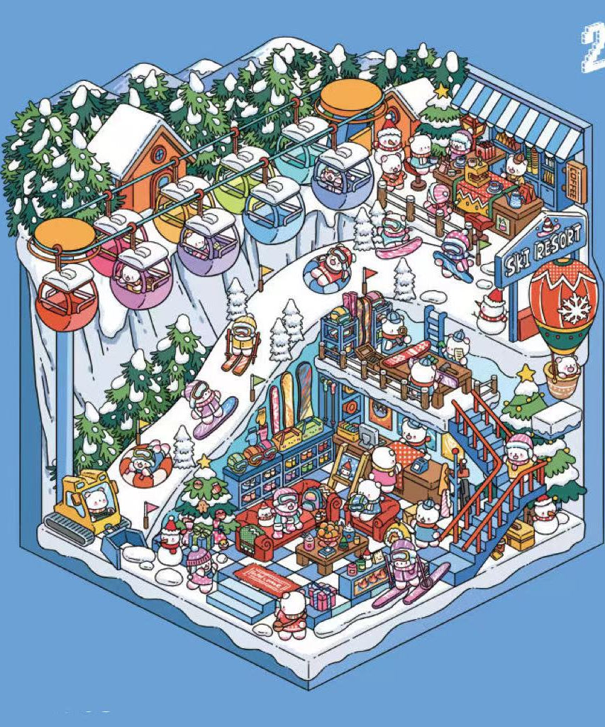 DIY 3D Sticker Scene: Bedroom|Living Room|Ski Resort|Kitchen|Christmas Market