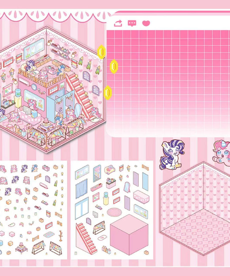 Capybara Supermarket Pink Pony House Bear Bakery Puppy Restaurant Sticker Scene