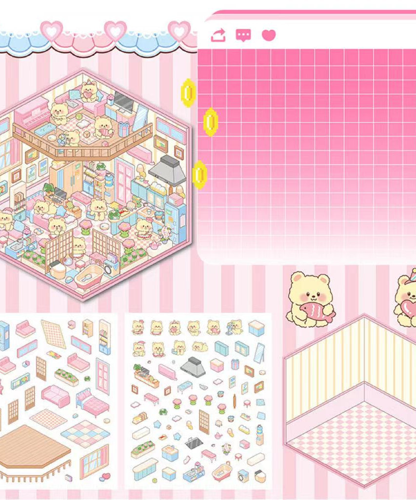 Capybara Supermarket Pink Pony House Bear Bakery Puppy Restaurant Sticker Scene