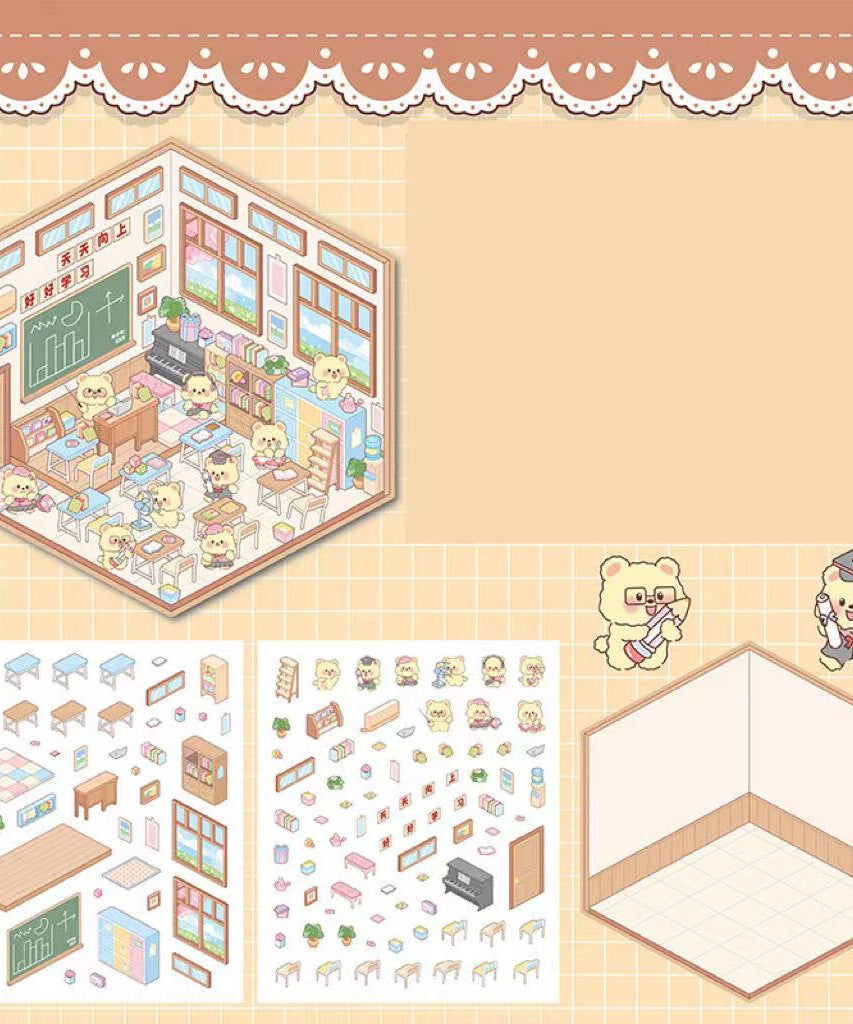 Capybara Supermarket Pink Pony House Bear Bakery Puppy Restaurant Sticker Scene