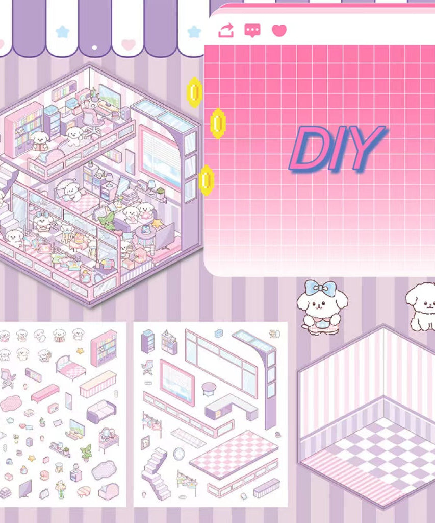 Capybara Supermarket Pink Pony House Bear Bakery Puppy Restaurant Sticker Scene