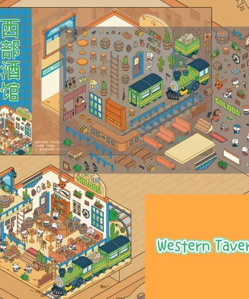 Sticker Scenes! Create DIY Bookstore|Izakaya|Sweet Cake|Burger Shop|Hotpot Restaurant