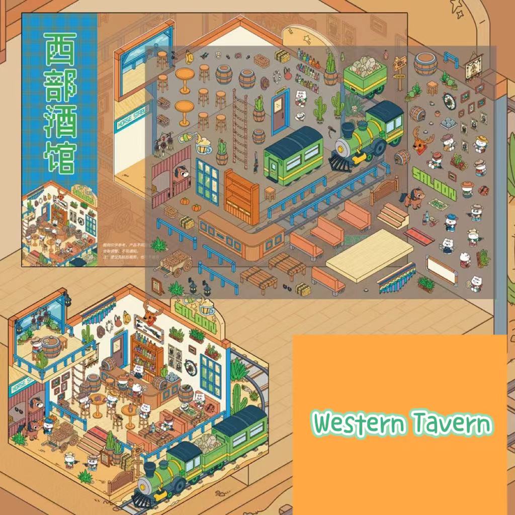 Sticker Scenes! Create DIY Bookstore|Izakaya|Sweet Cake|Burger Shop|Hotpot Restaurant