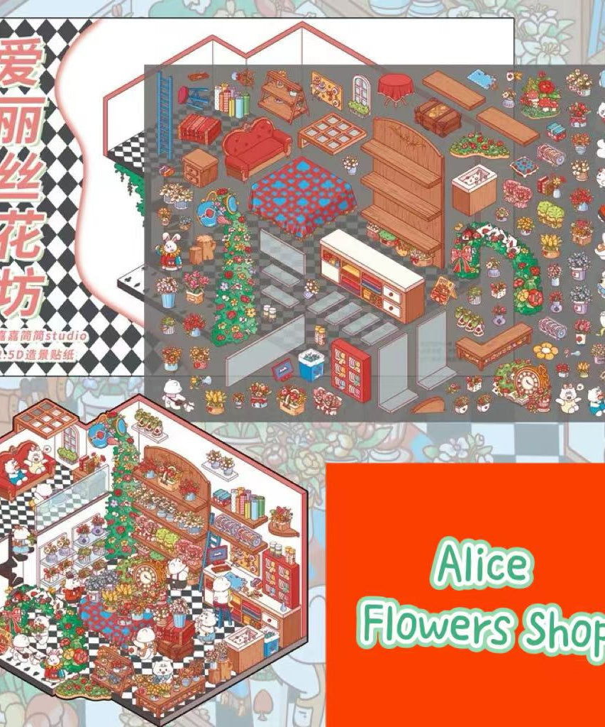 Sticker Scenes! Create DIY Bookstore|Izakaya|Sweet Cake|Burger Shop|Hotpot Restaurant