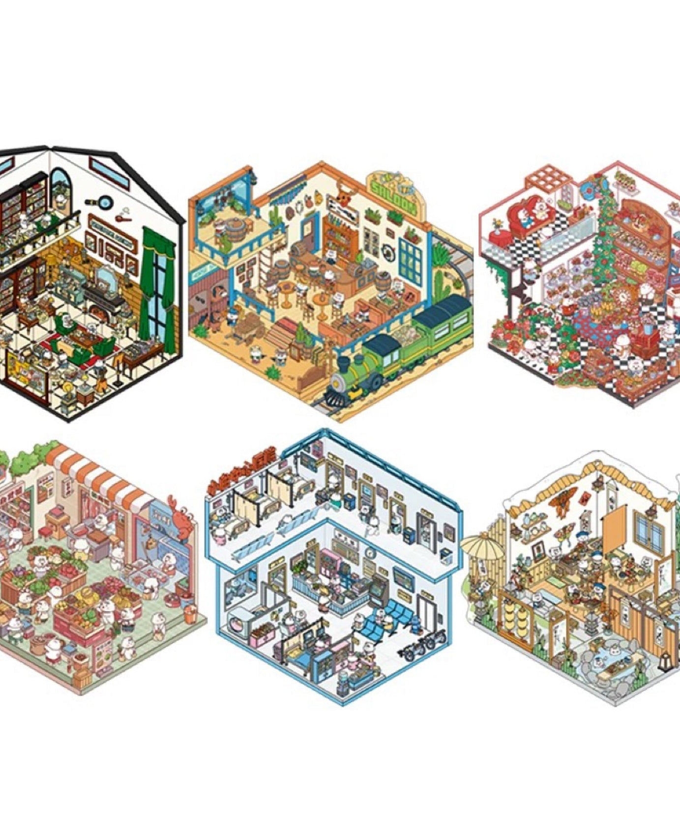 Western City Shop DIY 3D Scene Stickers 6 Cute Miniature Scenes