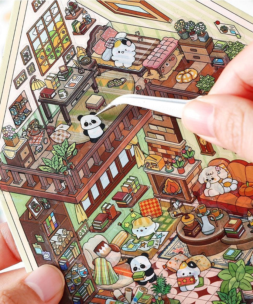 House Landscape DIY 3D Scene Stickers 4 Cute Miniature Scenes