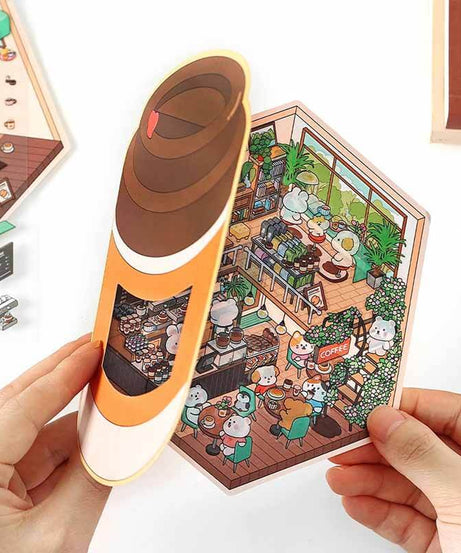 Fun Dessert House  DIY 3D Scene Stickers - 4 Cute Miniature Scenes