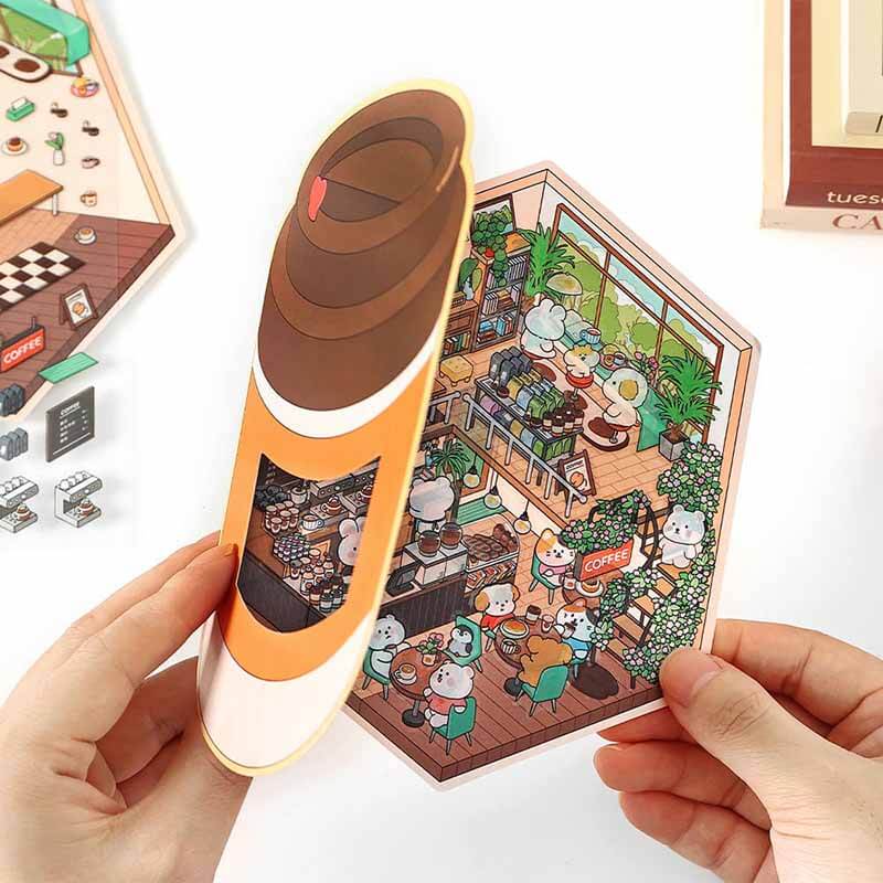 Fun Dessert House  DIY 3D Scene Stickers - 4 Cute Miniature Scenes