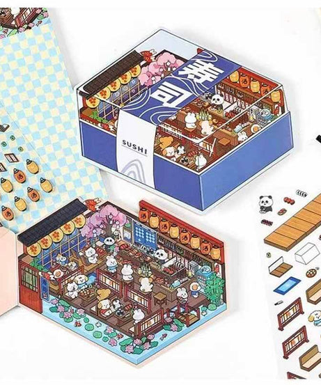 Fun Dessert House  DIY 3D Scene Stickers - 4 Cute Miniature Scenes
