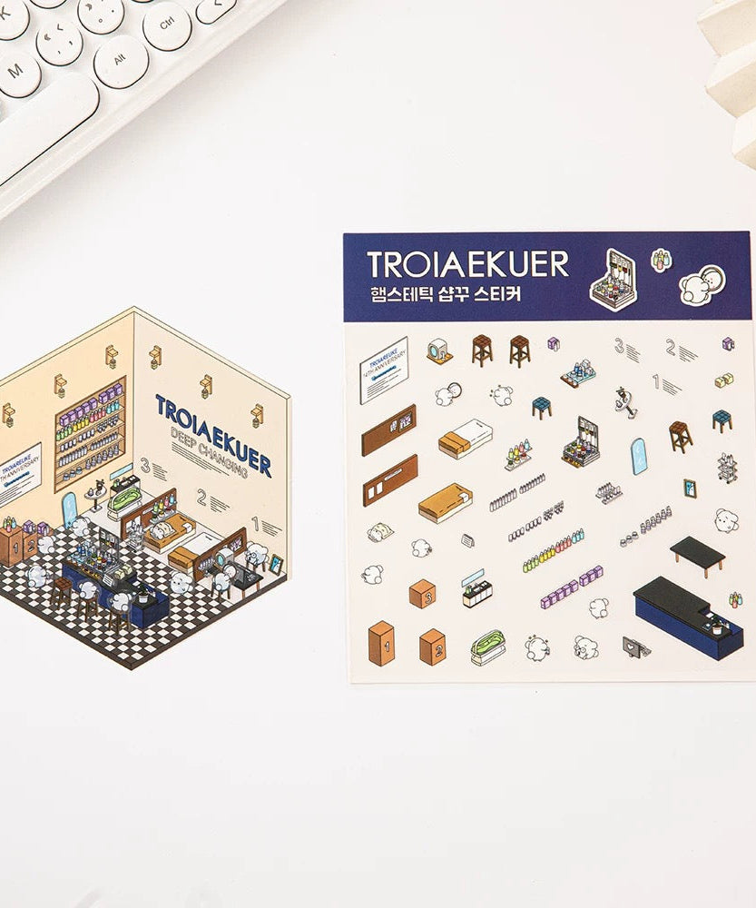 DIY 3D Sticker Scene,Make Your Own Baking Shop|Fresh Market|Bookstore|Laundry