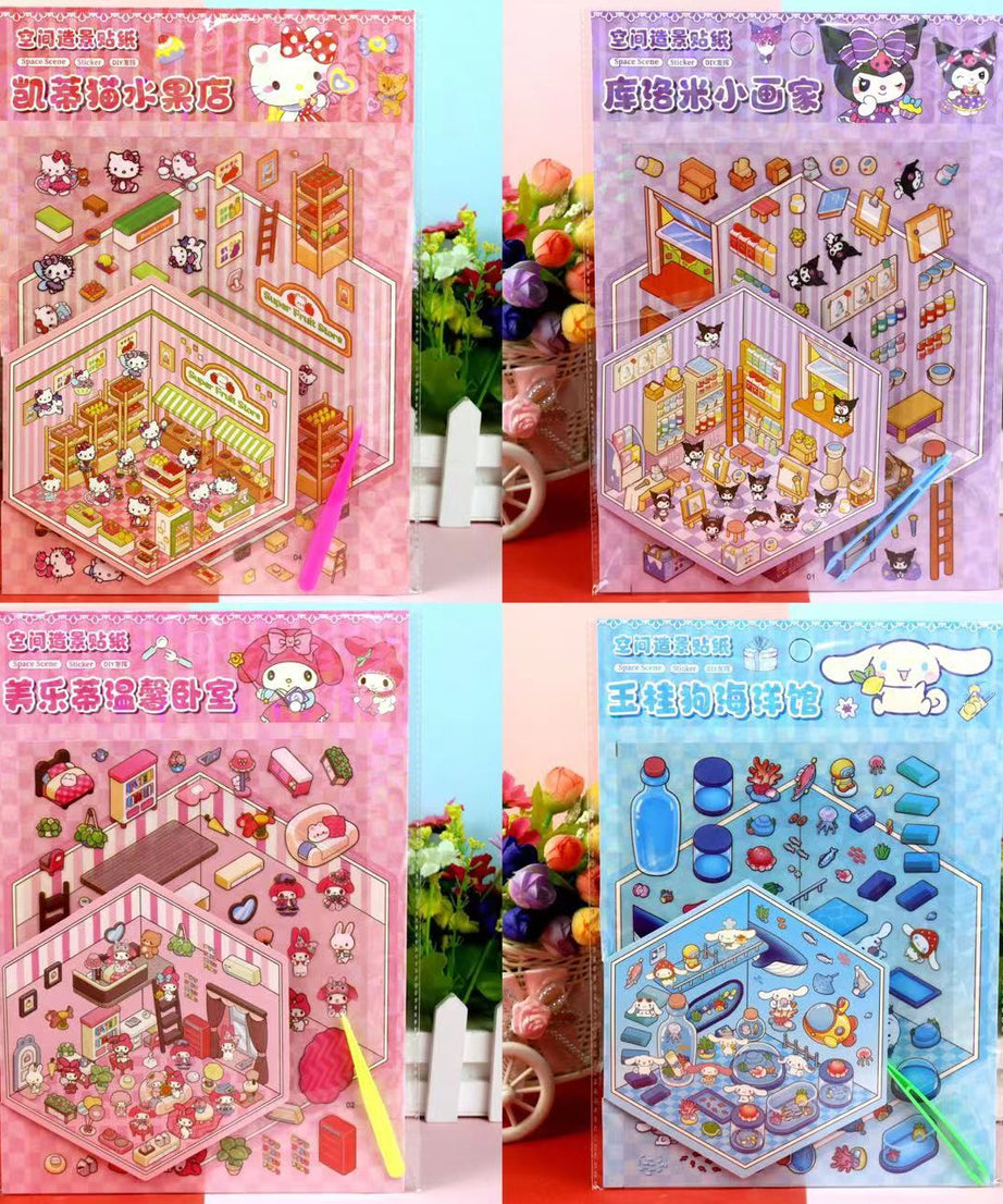 Cute Stickers Scene Kawaii Cartoon 3D Stickers