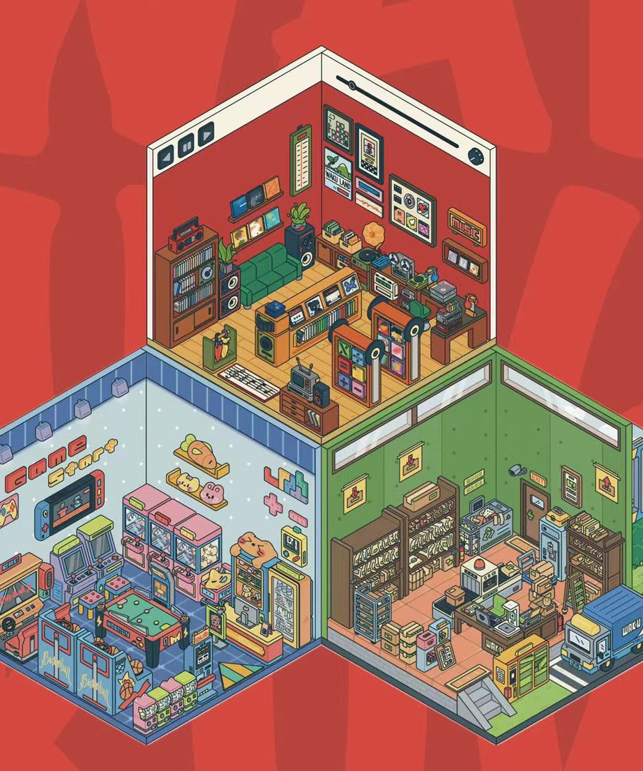 DIY 3D Scene Stickers: Make A Record Shop|Parcel Hub|Outdoor Gear Shop|Christmas House