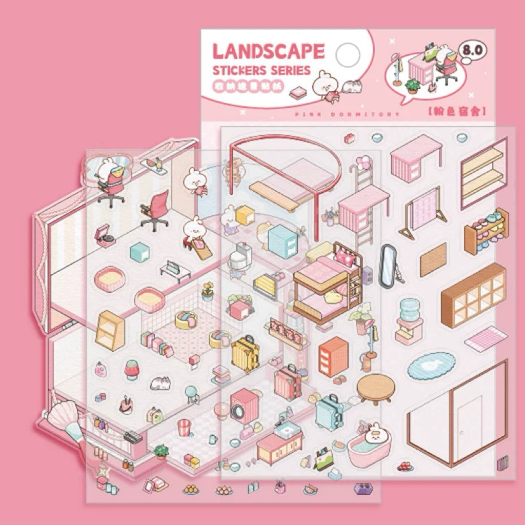 3D Sticker Scene DIY Girl Boy Dormitory