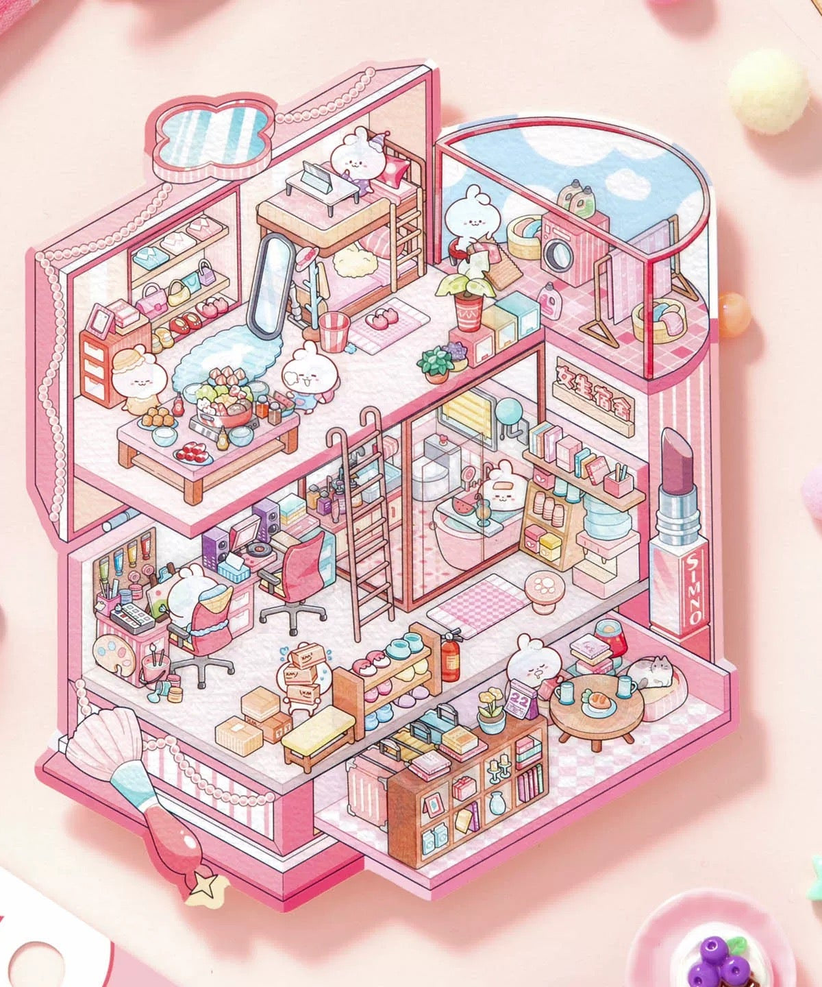 3D Sticker Scene DIY Girl Boy Dormitory