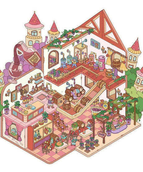 DIY Miniature 3D Sticker Scene Wine Estate Warm House Rave Party Walled City Ruins