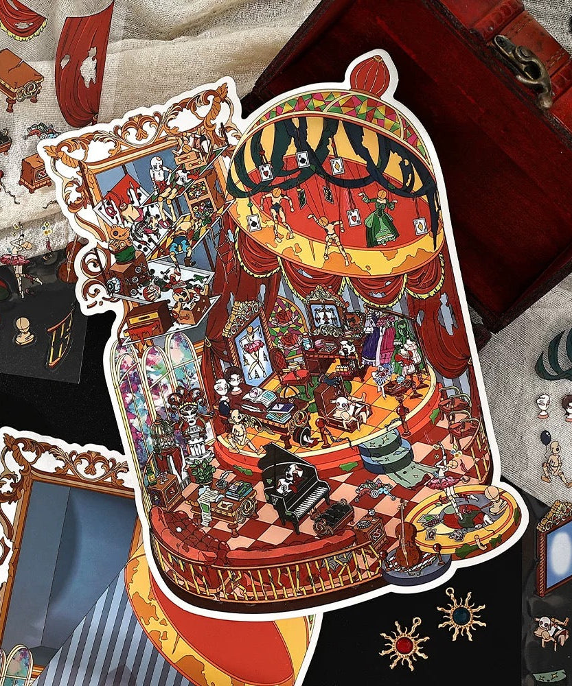 3D Big Size Sticker Scene Laboratory Operating Room Puppet Art Spooky House