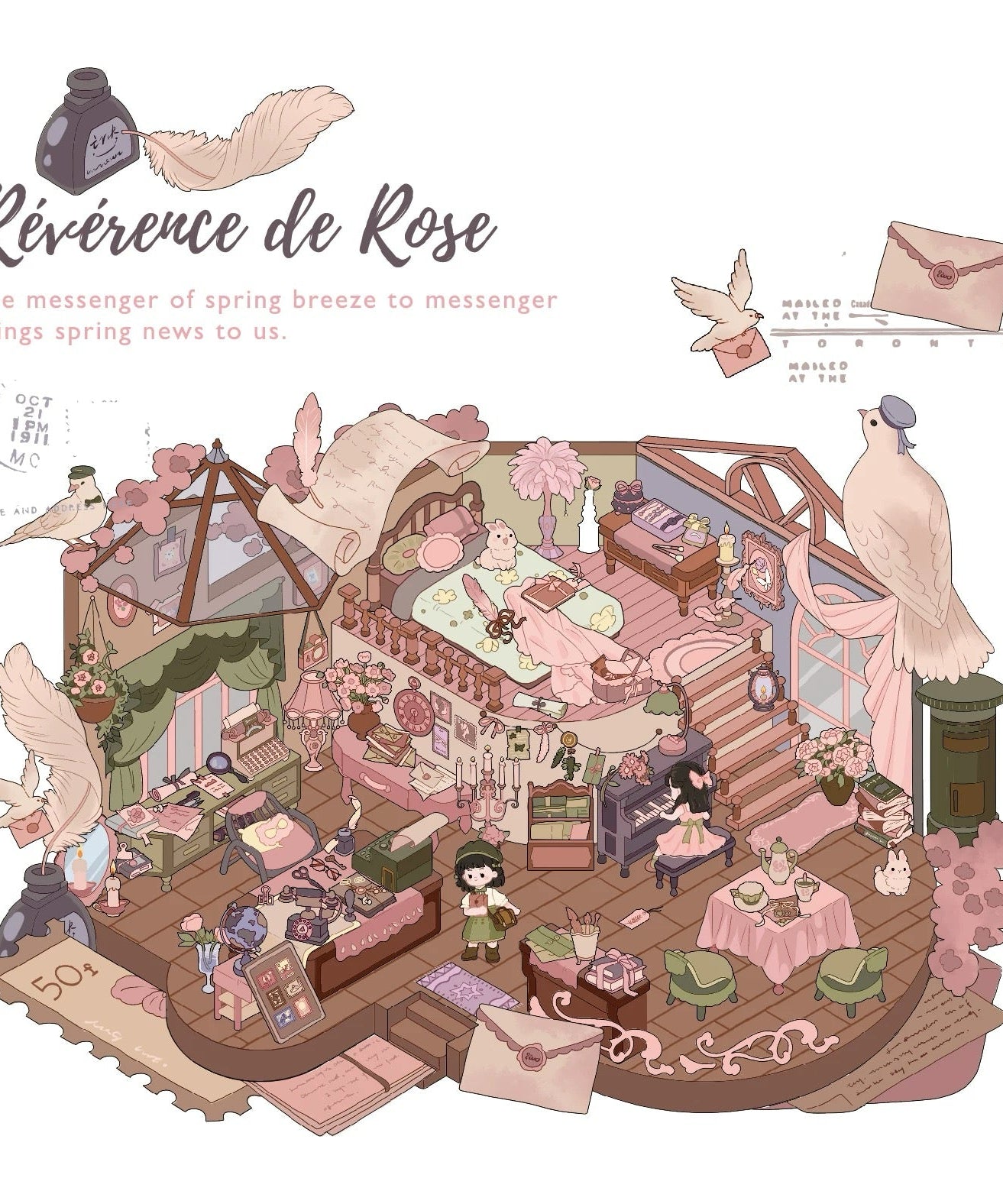 The Rose’s Tribute 3D Romantic Scene Sticker