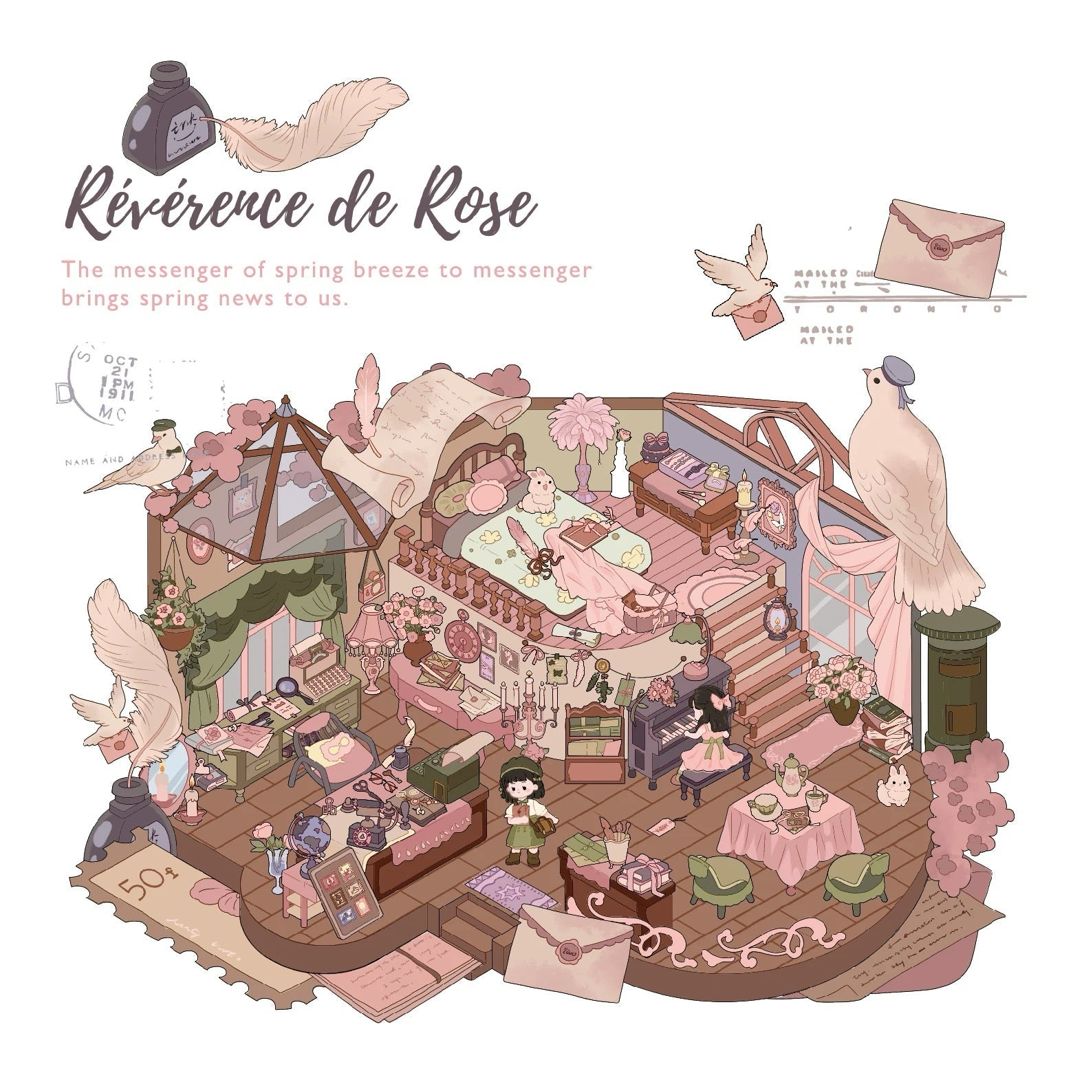 The Rose’s Tribute 3D Romantic Scene Sticker