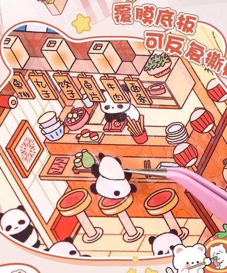 Furry Friends Tycoon DIY 3D Scene Stickers 4 Cute Miniature Scenes
