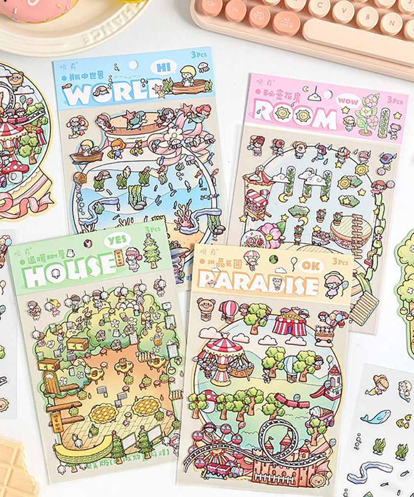Realm of Dreams Scene Stickers - 4 Lovely Miniature Scenes