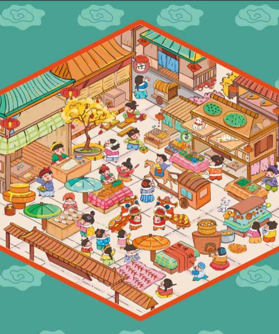 Treasure Chest Christmas & New Year Scene Sticker 6 Cute Miniature Scenes