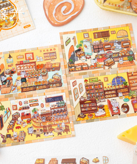 Peel & build a cozy kitty cottage! 3D Scene Stickers Miniature Scenes