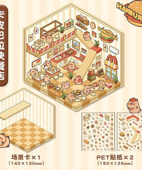 Cute Animals Shop DIY 3D Scene Stickers 4 Cute Miniature Scenes